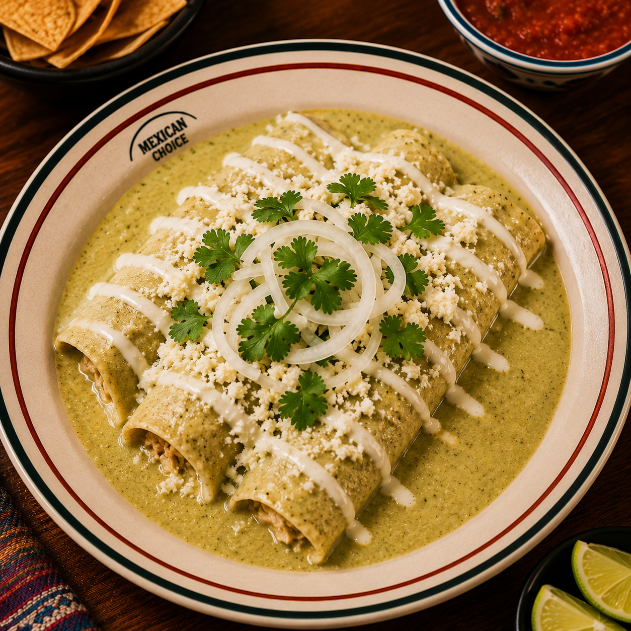 Enchiladas Suizas at Mexican Choice
