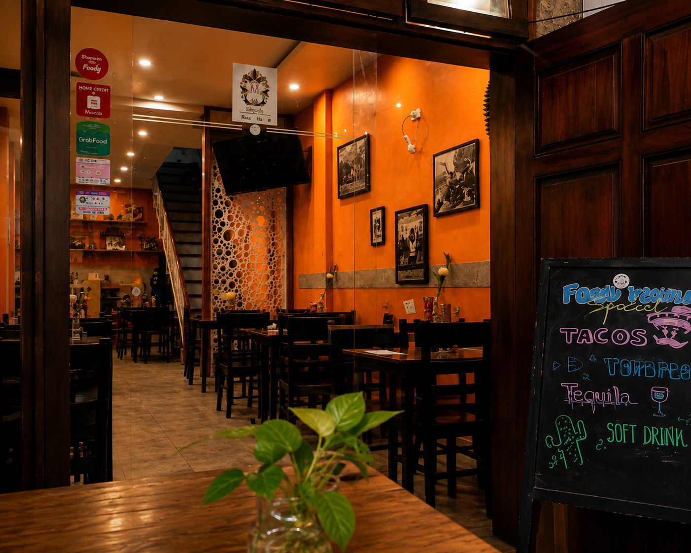 Mexican Choice restaurant interior in Da Nang with warm orange walls